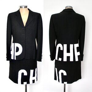 Moschino Cheap & Chic Letter Applique Skirt Suit 1990s